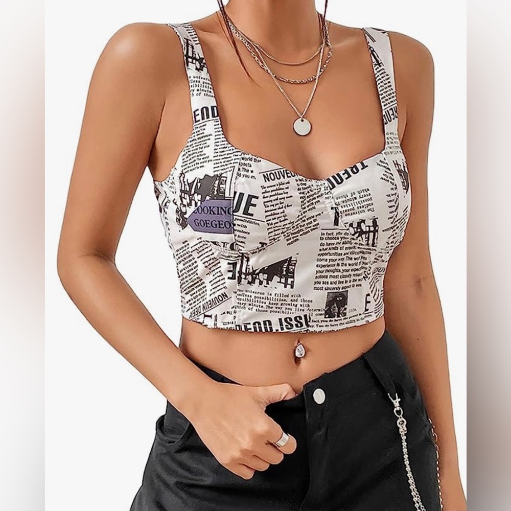 Newspaper Print Crop top